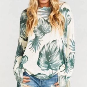 Show Me Your Mumu Bonfire Sweater Palmy Nights | Color: Green/White